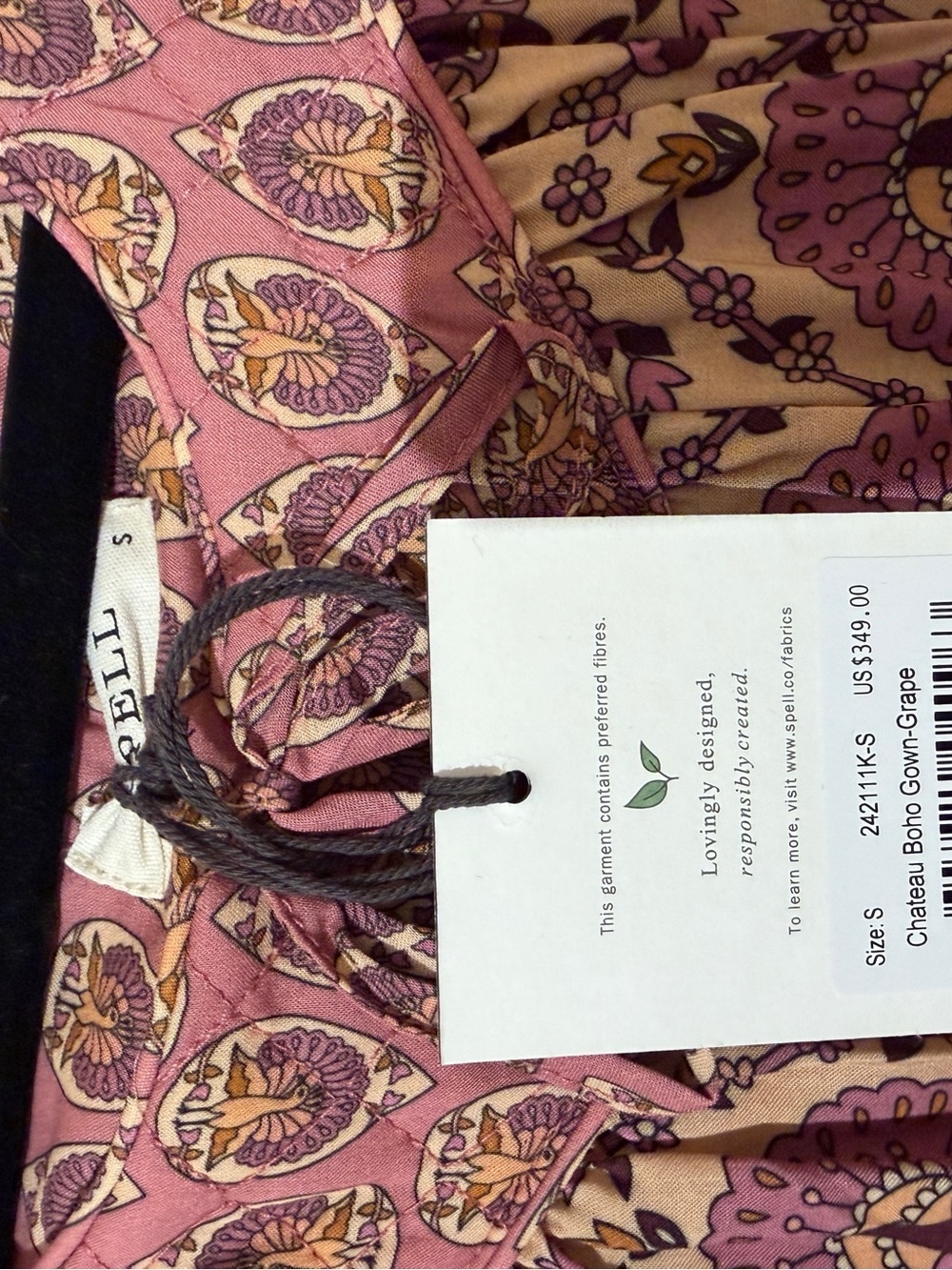 🌙 SPELL Château Boho Gown in Grape NWT - Picture 9 of 9